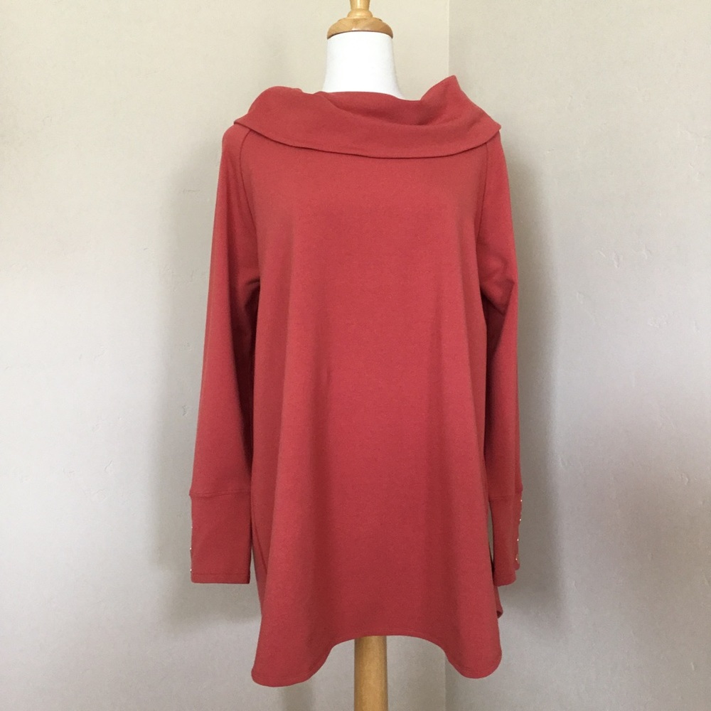 Soft Surroundings “Valerie” Cowl Neck Coral Size 1X - Picture 2 of 9